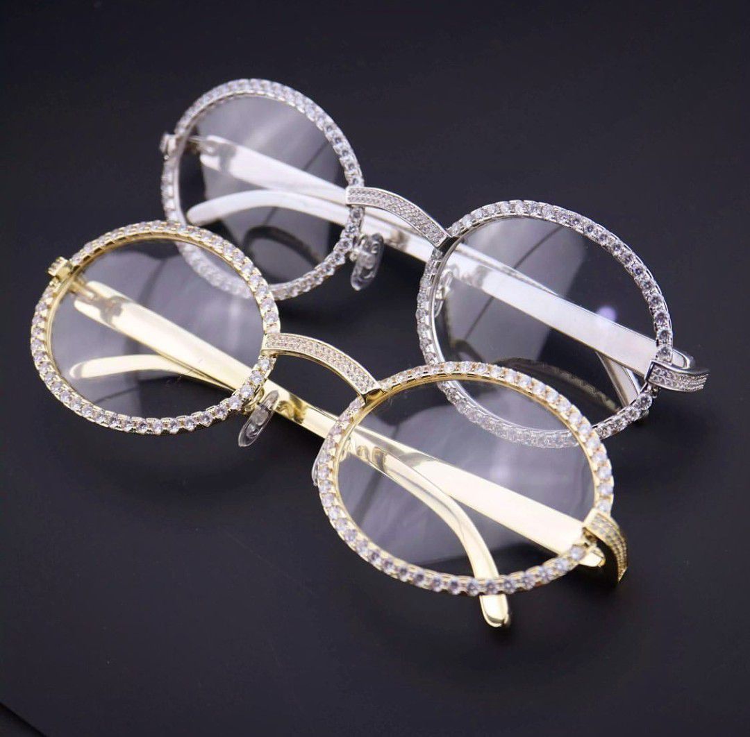 18K Diamond Iced Custom Cartier Buffs Type Glasses Sale in Detroit, MI -
