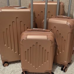 4-Piece Bronze Luggage Set – Hard Shell Spinner Suitcases, Brand New