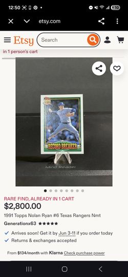 Record breaker nylon ryan  1991 tops regular cost is 1,500.00