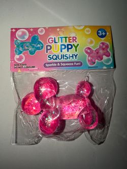 Pink Glitter Squishy Puppy