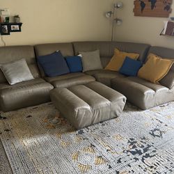5 Pcs Italian Leather sofa section with large carpet