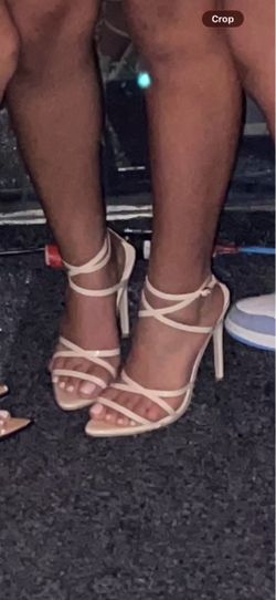 Nude/Cream Strappy Stiletto Heels - size 8