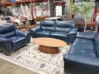 Blue Office set 3 pc , 2 loveseats and 1 chair! Leather