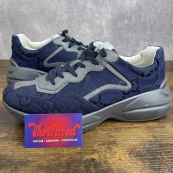 Gucci Rhyton Maxi GG Supreme Blue Size 10 UK / 10.5 US Men’s Designer Shoes OG Rare Made in Italy