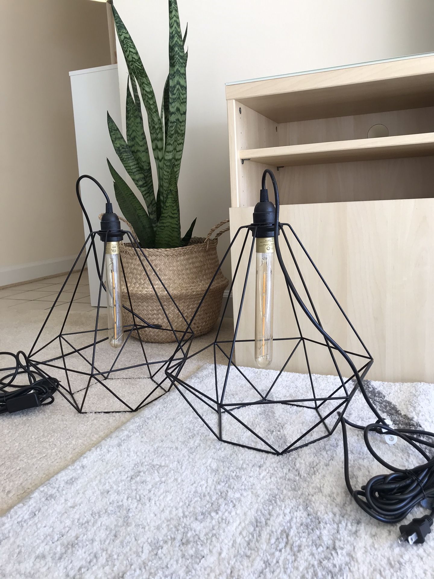 Ikea pendant lamps and Edison style light bulbs