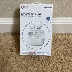 Pom Smart Pods Pro Premium Wireless Ear Pods White Noise Isolation 20H Play