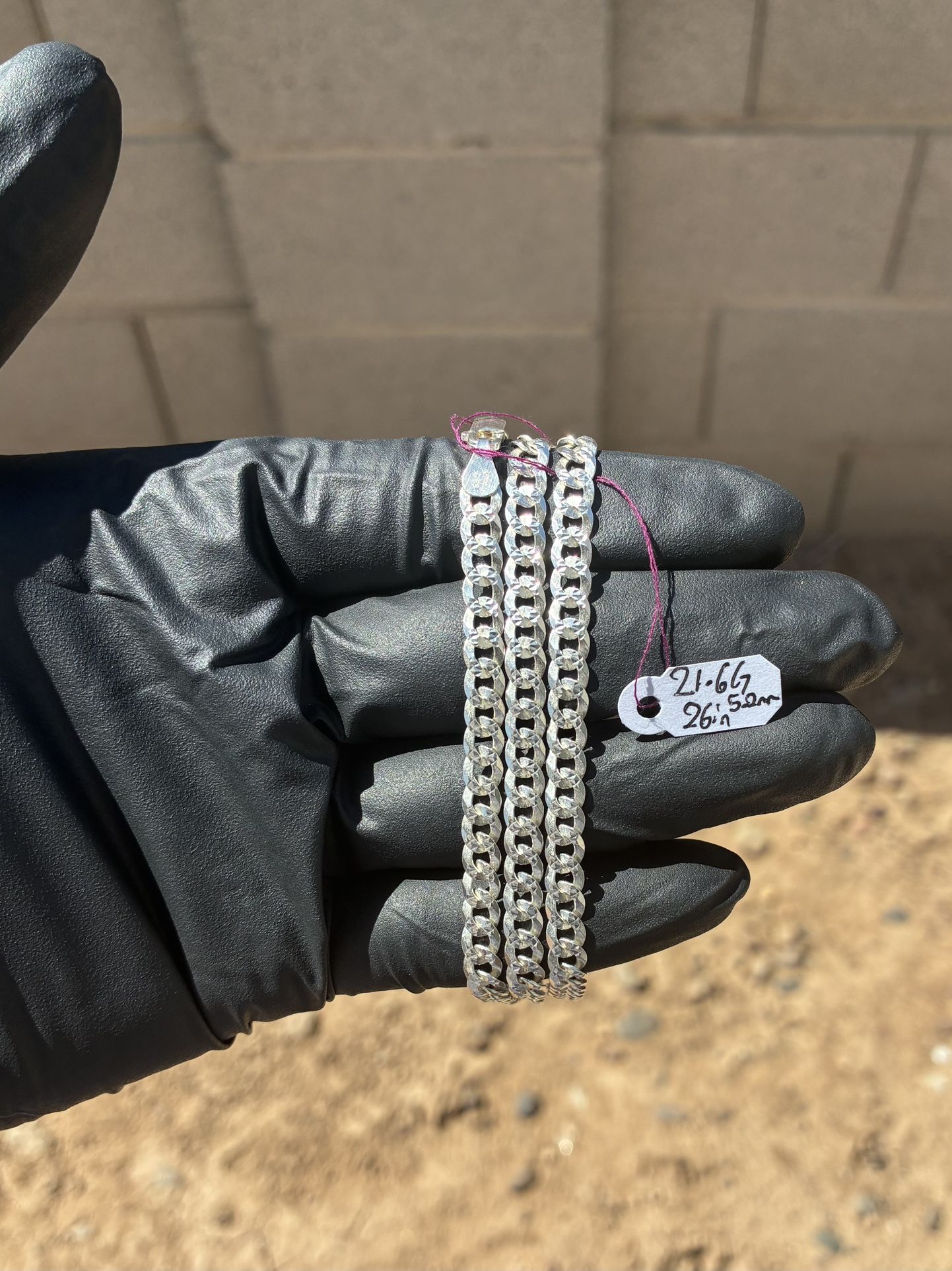 925 Silver Cuban Chain With Diamond Cut