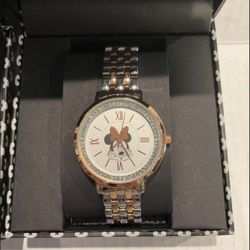 Disney Minnie Mouse Watch Two Tone Silver-Rose Gold  New 