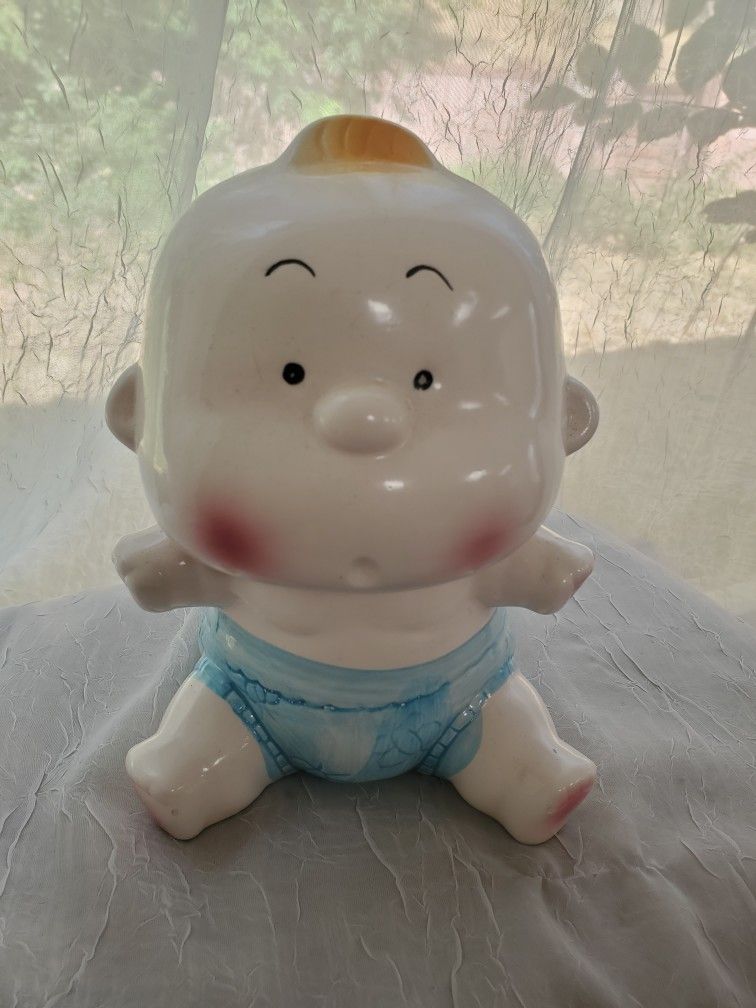 Vintage Ceramic Baby Boy Piggy Bank
