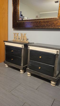 TWO NICE GRAY NIGHTSTANDS 