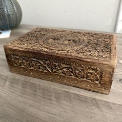 hand-carved wooden jewelry box