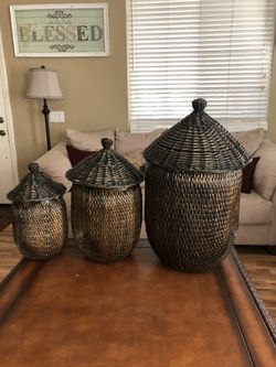 Wicker baskets set of three