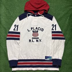 Vintage Polo Ralph Lauren Lake Placid Hockey Hoodie X-Large
