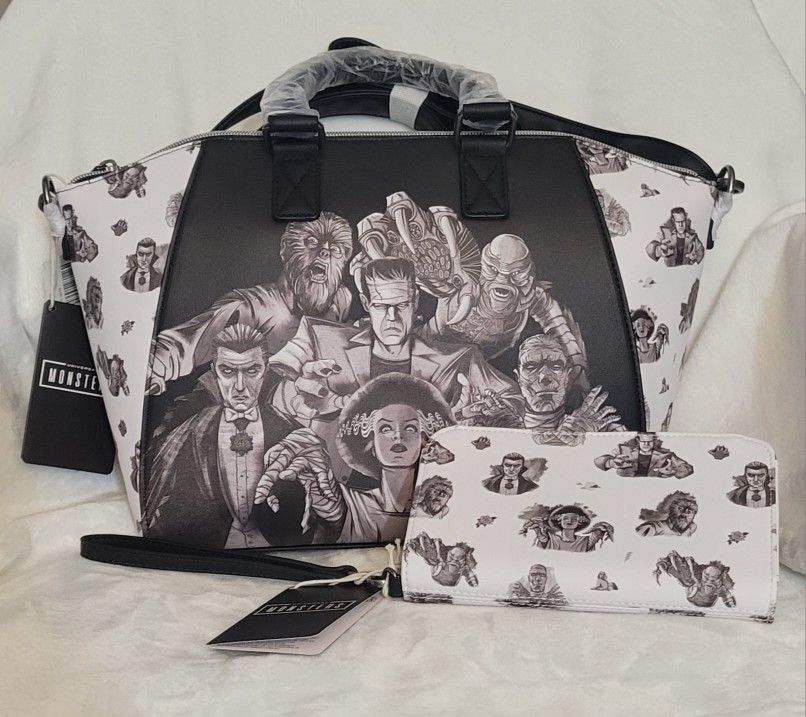 Loungefly Universal Monsters satchel crossbody and tech wallet wristlet