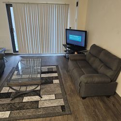 2 Piece Living room Set With End Tables, Flat Screen Tv +Stand