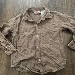 Boys Brown Button Long Sleeve Shirt Size 5 By Kids Headquarters #14