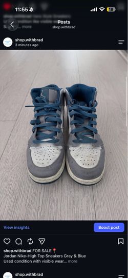 Jordan Nike-High Top Sneakers Gray & Blue