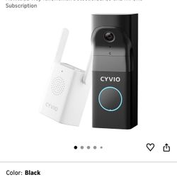Cyvio Wireless 5MP Video Doorbell Camera with Base Station, Wide Video View, Battery/Wired Option, 2-Way Talk, 2.4/5 GHz WiFi, No Subscription! 
