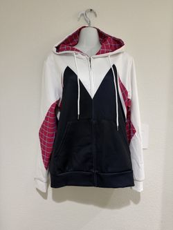 Spider-Gwen Ghost-Spider White Black Pink Zip-Up Cosplay Hoodie