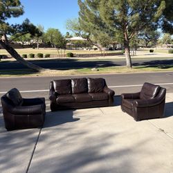 Leather Three Piece Couch Set