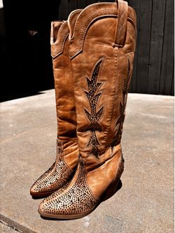 Woman Bedazzled Cowgirl Boots