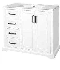 Assembled new 36" Bathroom Vanity with Sink Combo, Free Standing Vanity Cabinet Soft-Close Door, Adjustable Shelf & 3 Drawers, Modern Bathroom Cabinet