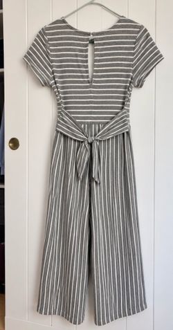 Gray & White Striped Wide-Leg Jumpsuit