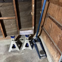 Floor Jacks And 2 Jack Stands