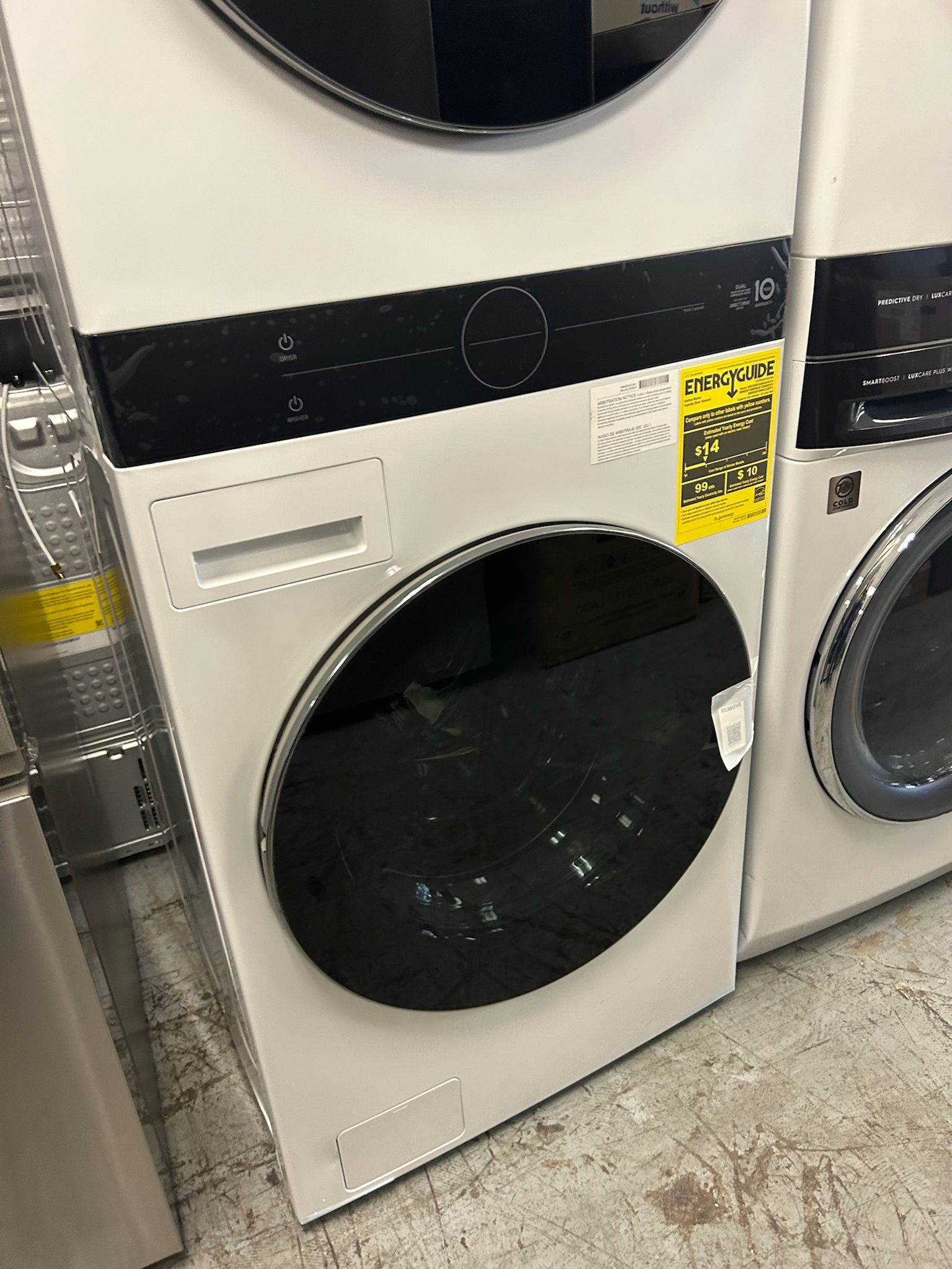 NEW LG 5.0 cu. ft. Washer 7.8 cu. ft. Dual Inverter Heat Pump Ventless Dryer Electric Washtower in White