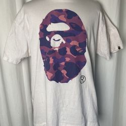 Vintage A Bathing Ape Bape XL T-Shirt Purple Pink Camo Ape Head First Run 2000’s (Rare Collectors Item!)