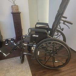 Drive Silver Sport Series Hydraulic Reclining Adult Wheelchair W/ 16" Extended Headrest 