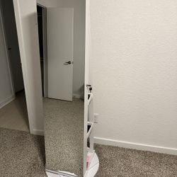 360° Swivel Jewelry Cabinet with Full-Length Mirror 