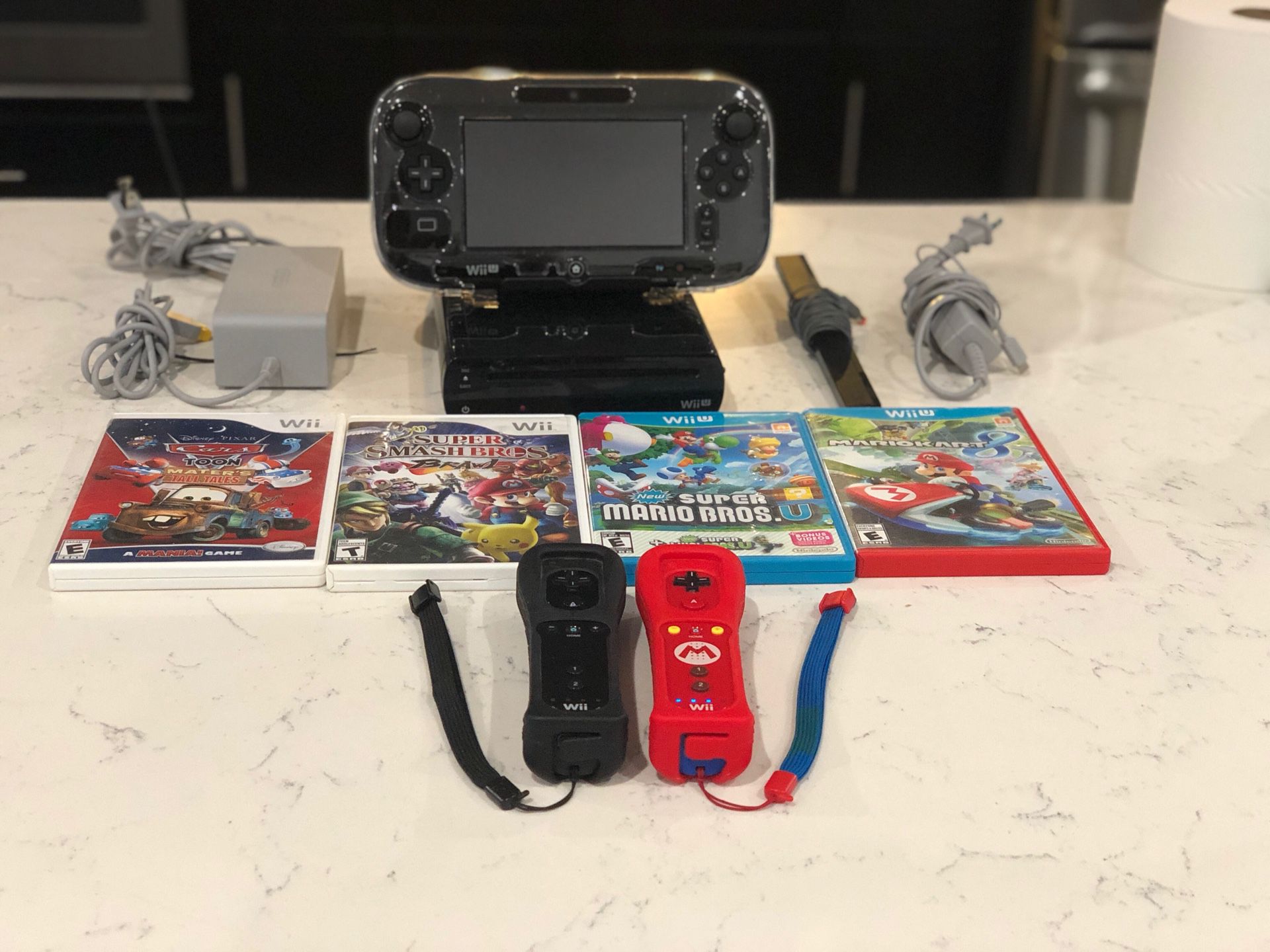 Nintendo Wii U with games shown. Super MARIO 3D world also included