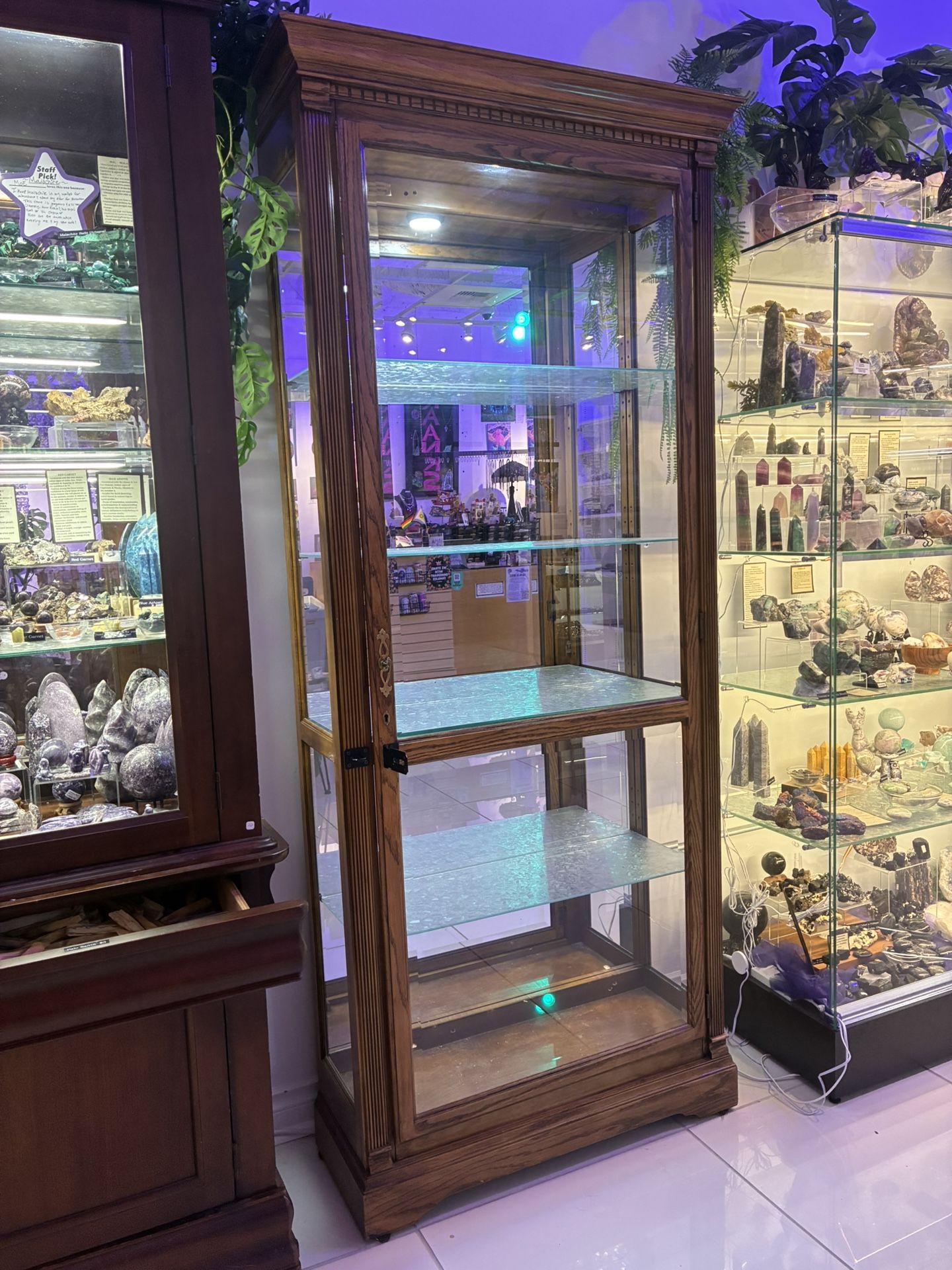 Oak Colored Display Hutch