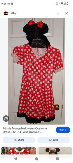 Minnie Mouse Halloween Costume Dress with Ears Size M 8-10