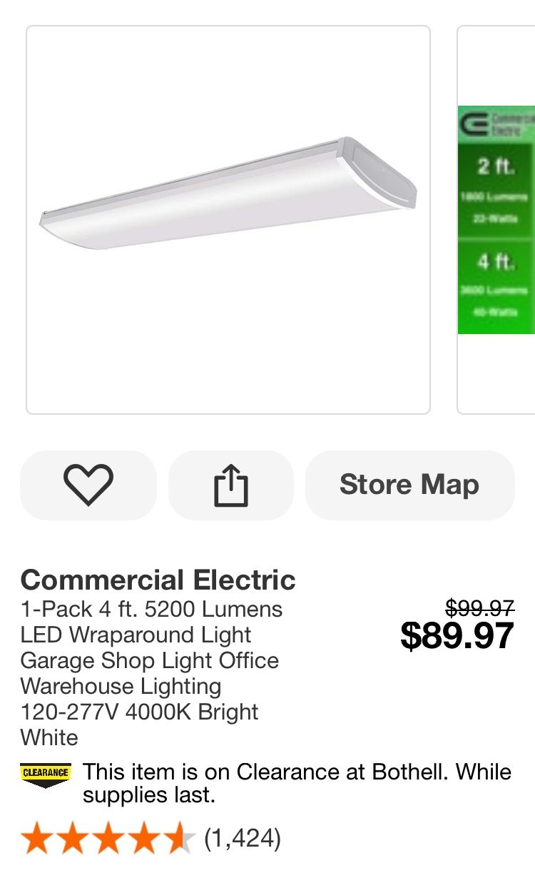 3 LED Shop Lights New In Box By Commercial Electric