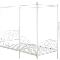 White Twin Size Metal Bed Frame