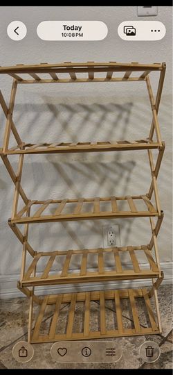 Bamboo folding shoe rack 4 steps