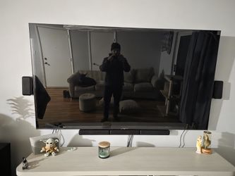 75 in Hisnesn mini oled U8, Sony speakers, and fireplace TV stand