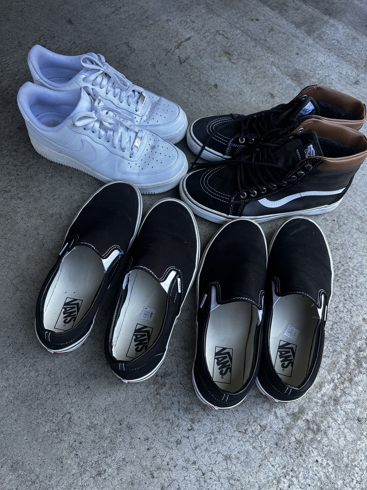 Size 10.5 Nike AF1 And Vans