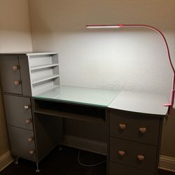Nail Desk With Ergonomic Chair Included And Nail Light 