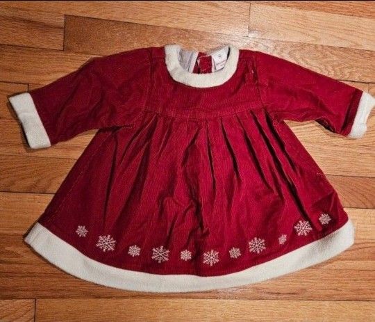 New Hanna Anderson Red Snowflake Winter Dress Size 6-12 Months