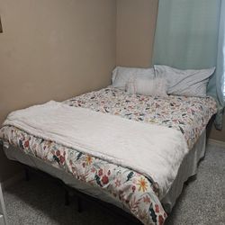 Queen Size Mattress And Frame - Practically New!