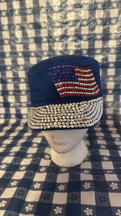 Studded and rhinestone USA cap