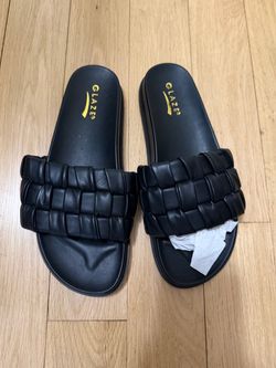 Black Sandals Slides Woman Size 7.5