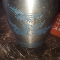 Urn You're Beautiful Blue Dolphins Silver And Aluminum Made Sturdy Top Bottom Beautiful Way To Lay Someone To Rest