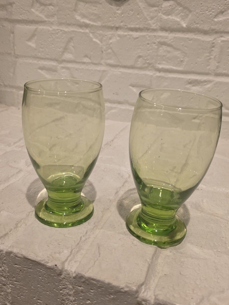 Vintage Green Crystal Glasses