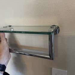New/unused 12" Chrome Wall Towel Rack With Glass Shelf