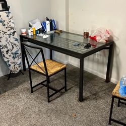 Glass  Dining Table With 4 Chairs-free