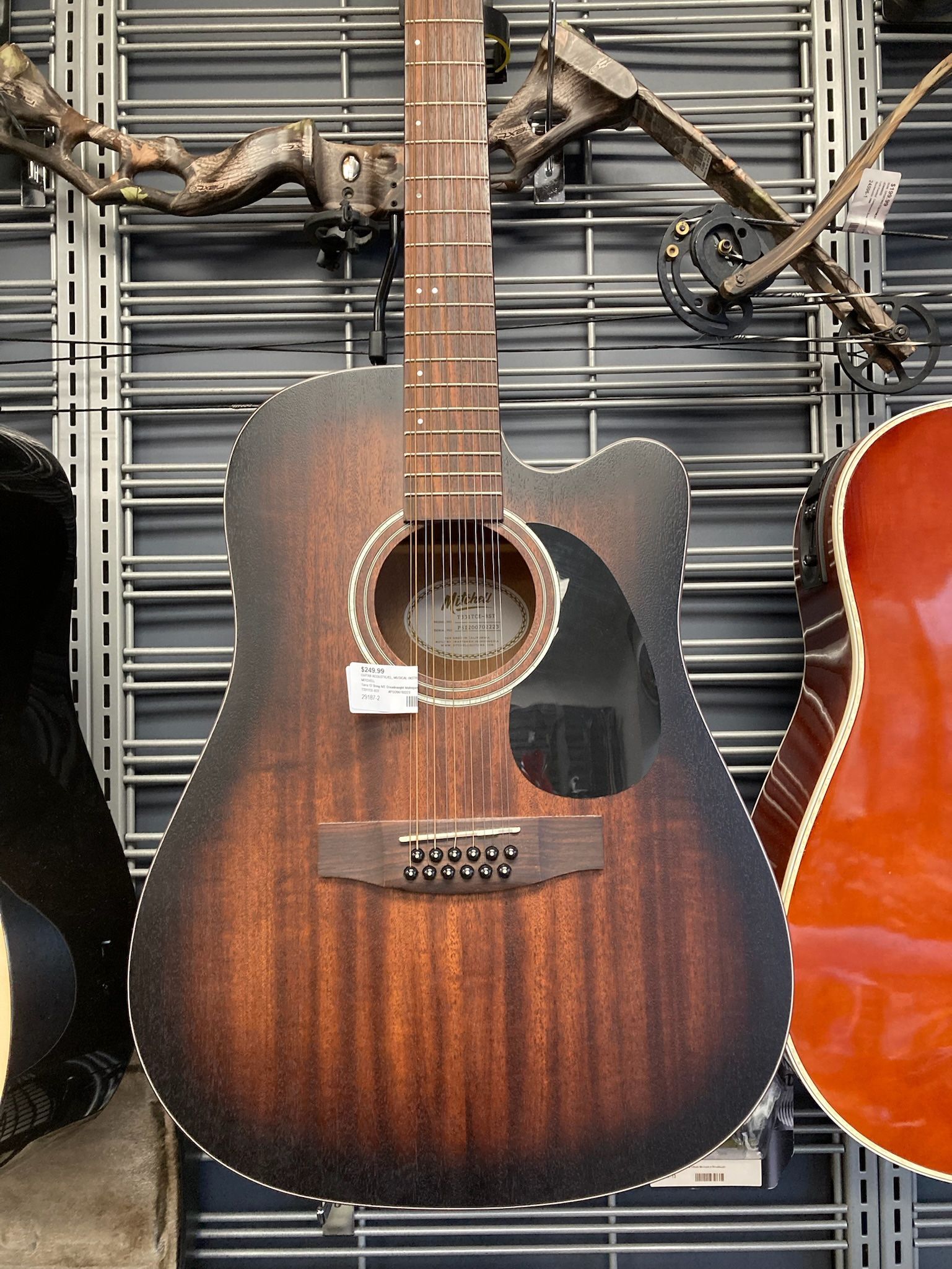 Mitchell T331TCE-BST Terra 12 String A/E Dreadnaught Mahogany Top Guitar Burst